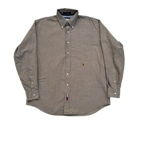 Tommy Hilfiger Men's Tan Casual Button-Down Shirt size L